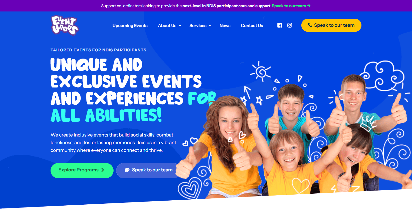 Eventurous home page